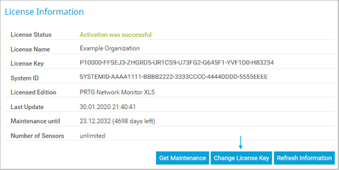 Update Your License: Click Change License Key