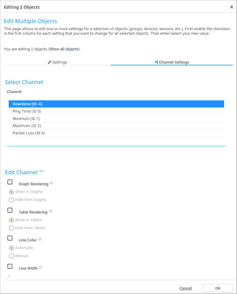 Example of Channel Settings in Multi-Edit Mode Example of Channel Settings in Multi-Edit Mode