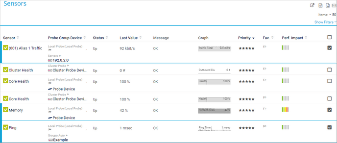 Example of a Table List with Some Selected Objects Example of a Table List with Some Selected Objects