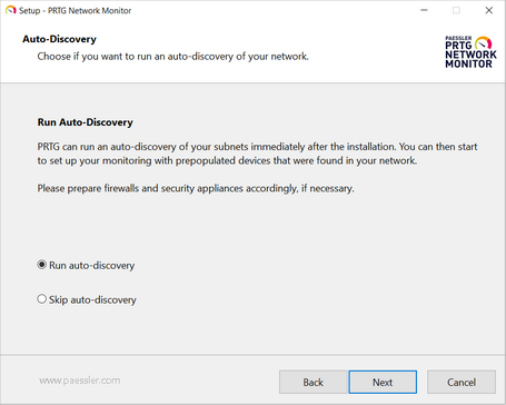 Setup Dialog: Run or Skip Auto-Discovery Setup Dialog: Run or Skip Auto-Discovery